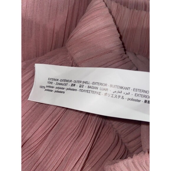 ZARA Women's Micro Pleated Wide Leg Chiffon Pull-On Pants size M NWOT Mauve Pink - Picture 10 of 10